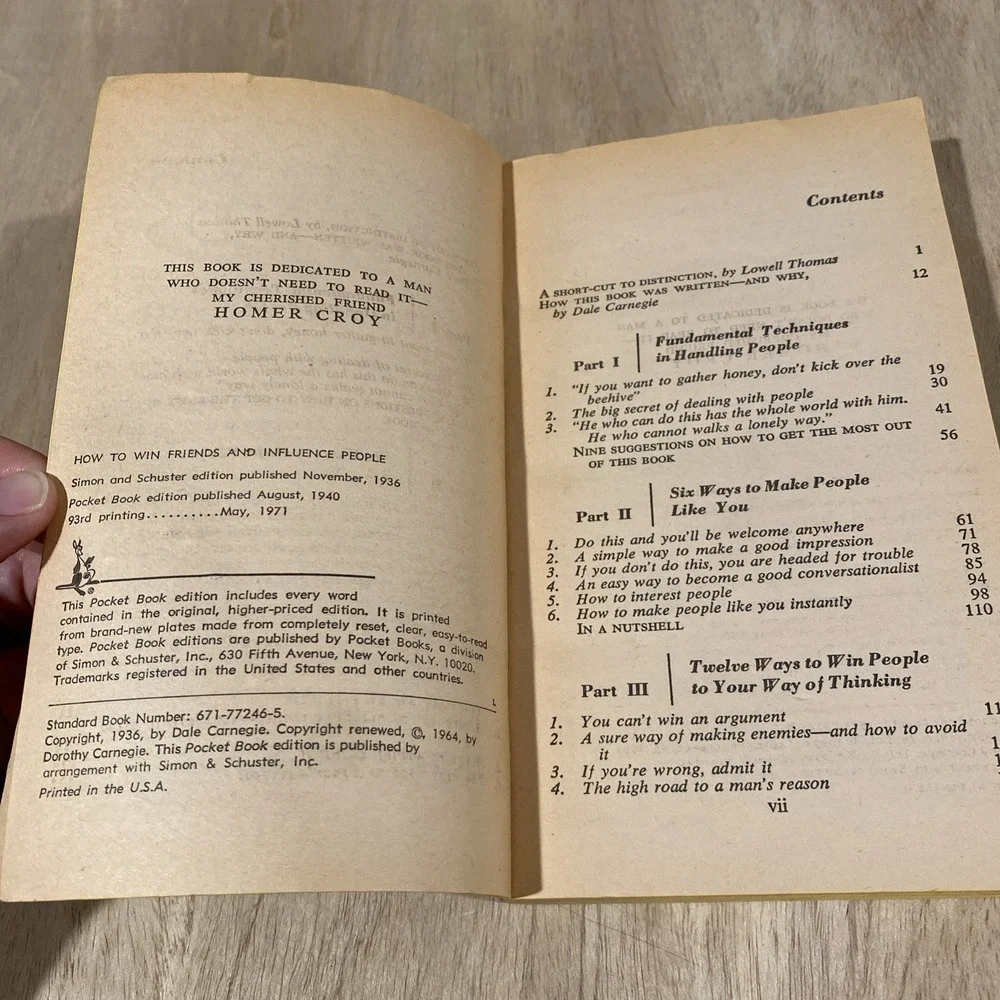How To Win Friends And Influence People, Dale Carnegie Vintage 1971‎ Paperback